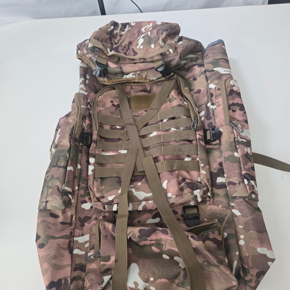 Large Tactical Camouflage Backpack MOLLE Rucksack Hiking Travel Bag Tan Brown